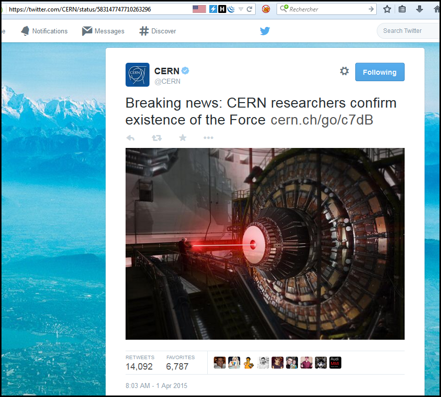 CERN tweet about the Force