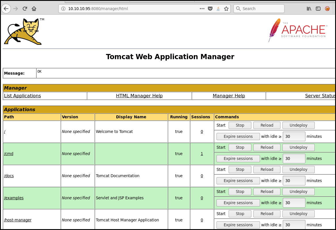 Tomcat application manager