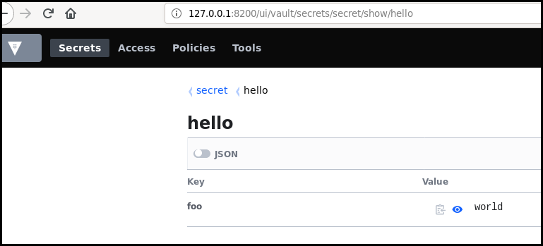 Displaying the value associated to the "foo" key