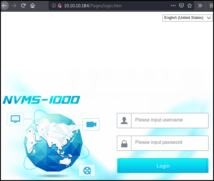 NVMS 1000 authentication form